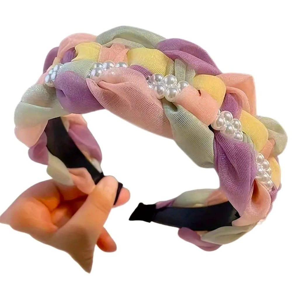 Braided Pastel Faux Pearl Headband